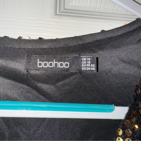 Boohoo Velvet Sequin Knot Front Mini Dress - Picture 3 of 8